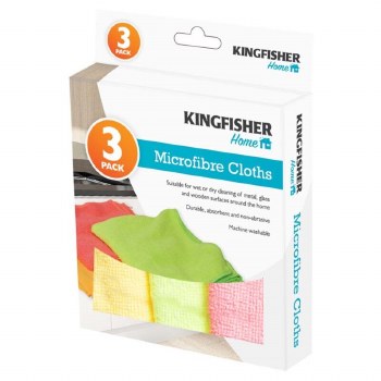 KINGFISHER 3PACK MICROFIBRE CLOTHS