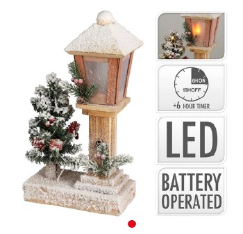 STREET LAMP POST WITH LED AND CHRISTMAS TREE - BATTERY OPERATED