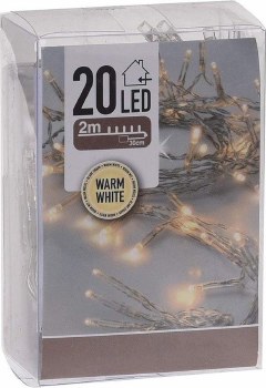 20 WARM WHITE BATTERY OPERATED LED CHRISTMAS LIGHTS