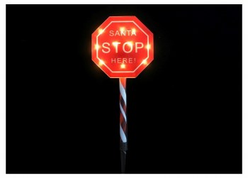 FESTIVE MAGIC LED SANTA STOP SIGN - BATTERY OPERATED