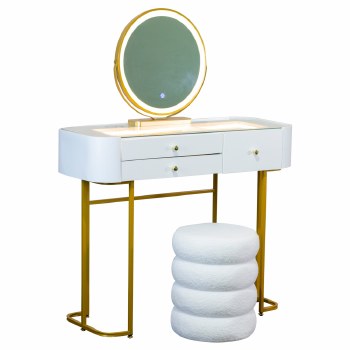 NADIA PLUS DRESSING TABLE SET AND STOOL SET - WHITE