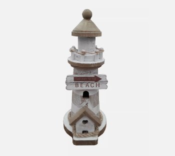 NAUTICAL ORNAMENTAL WOODEN LIGHTHOUSE 22.5CM