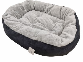 DUBEX OTTOMAN BLUE AND GREY PLUSH DOG BED- SMALL 65CM