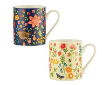 PRICE & KENSINGTON WILDFLOWER FINE CHINA ASSORTED MUGS