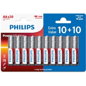 PHILIPS AA EXTRA VALUE 10 + 10 PACK BATTERIES