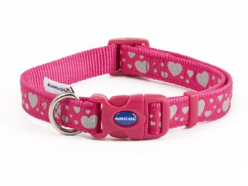 PINK REFLECTIVE HEARTS ADJUSTABLE COLLAR SIZE 2-5