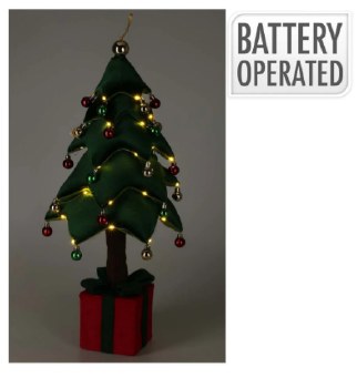 PLUSH 70CM CHRISTMAS TREE WITH LED AND DECORATIONS - BATTERY OPERATED