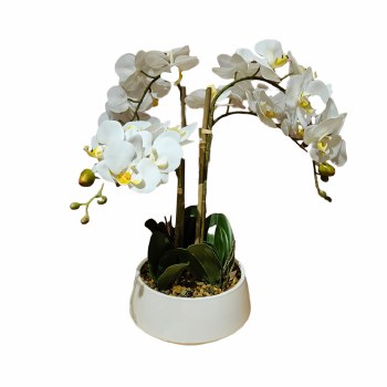 POTTED ARTFICIAL WHITE ORCHID - MEDIUM