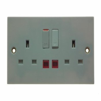 POWERMASTER 2 GANG 13 AMP SWITCHED SOCKET WITH NEON