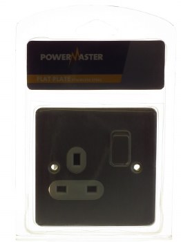 POWERMASTER BRUSHED SATIN 1 GANG 13 AMP SWITCHED SOCKET