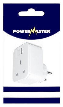 POWERMASTER EURO (TRAVEL) PLUG ADAPTOR WITH 2 USB OUTLETS ( 1 X TYPE A & 1 X TYPE C)
