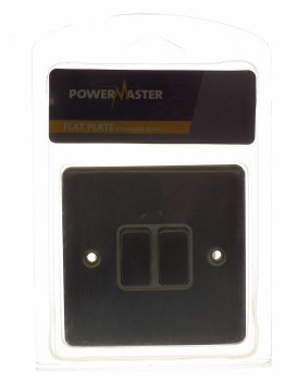 POWERMASTER BRUSHED SATIN 2 GANG 2 WAY 10 AMP SWITCH