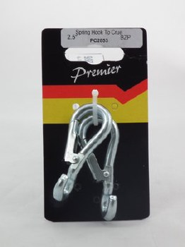 PREMIER 2 PCE 2.5" SPRING HOOK TO CRUE B.Z.P.