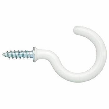 PREMIER 5 PCE 1 1/4" CUP HOOKS WHITE PLASTIC COATED