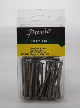 PREMIER 65 PCE 65 X 3.35 MM STAINLESS STEEL RING SHANK NAILS