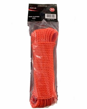 RADIUS ORANGE CLOTHES LINE 30 METRE ROPE