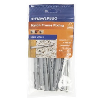 RAWLPLUG 8X80MM NYLON FRAME FIXING 6 PACK