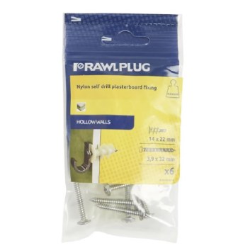 RAWLPLUG NYLON SELF-DRILL FIXING WITH SCREW 3.9 X 32MM