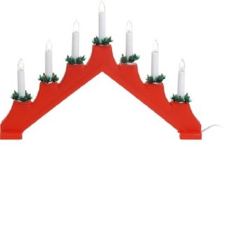 RED BATTERY OPERATED WOODEN CANDLE BRIDGE
