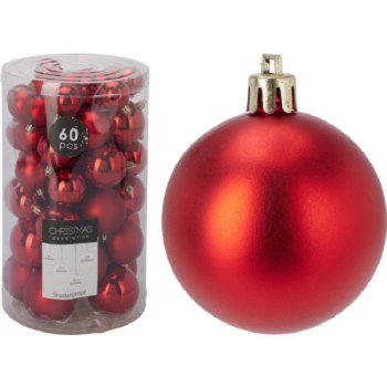 RED CHRISTMAS BAUBLES - 60PACK