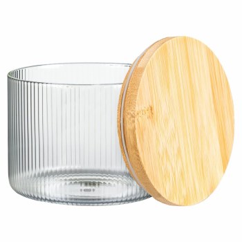 RIBBED GLASS STORAGE JAR 650ML