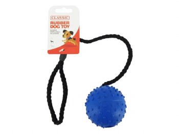 RUBBER PIMPLE BALL & ROPE 7CM 2.5"