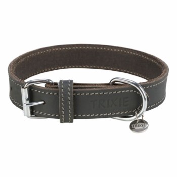 TRIXIE RUSTIC FATLEATHER DOG  COLLAR 25MM M-L GREY