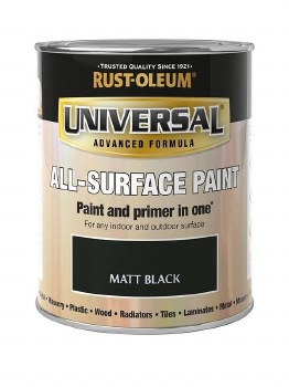 RUST-OLEUM UNIVERSAL METAL AND ALL SURFACE PAINT - MATT BLACK 750ML