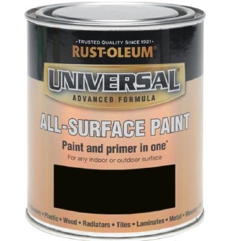 RUST-OLEUM UNIVERSAL METAL AND ALL SURFACE PAINT -  SATIN BLACK 750ML