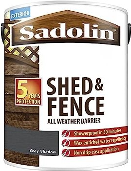 SADOLIN SHED & FENCE PROTECTION ALL WEATHER BARRIER - GREY SHADOW 5L