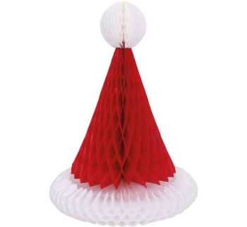 SANTA HAT HONEYCOMB DECORATION 13X20CM