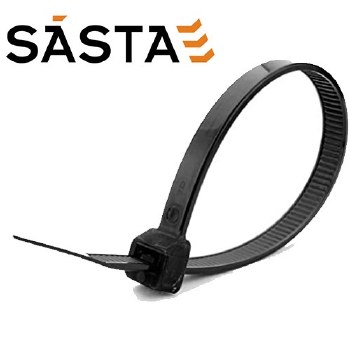 SASTA 4.8 X 375MM BLACK CABLE TIES 100 PACK