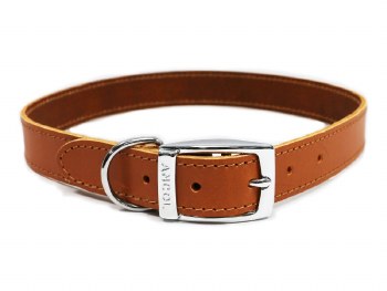 HERTIAGE LEATHER SEWN LINED COLLAR TAN 45-54CM 22" S6