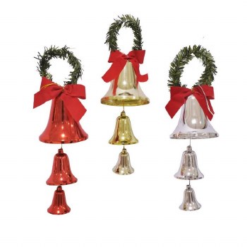 SHINY BELL WITH TINSEL DOOR HANGER - ASSORTED