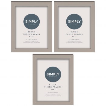 SIMPLY GREY BLOCK PHOTO FRAMES - 5X7" - 3 PACK