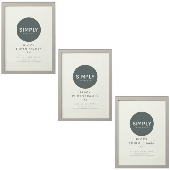 SIMPLY GREY BLOCK PHOTO FRAME A4 - 3 PACK