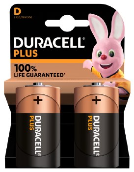 DURACELL PLUS 100% BATTERY SIZE D CARD