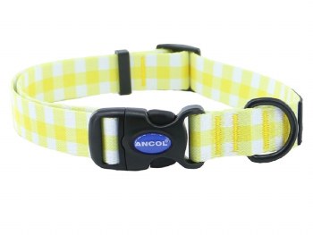 SOHO YELLOW CHECK NYLON ADJ COLLAR S2-5