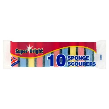 SUPER BRIGHT SPONGE SCOURERS 10 PACK