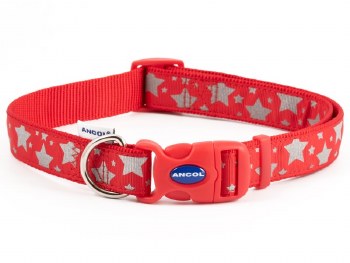 STARS REFLECTIVE ADJUSTABLE COLLAR RED SIZE 5-9