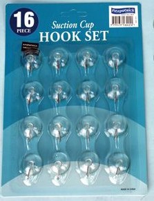 16 PIECE SUCTION CUP HOOK SET 25MM