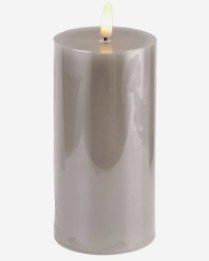 TARA LANE FLAME LED CANDLE GREY WITH  6HR TIMER 15CM