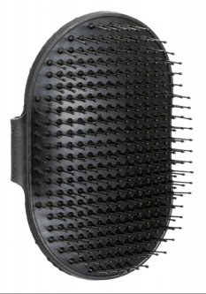 TRIXIE RUBBER GROOMING BRUSH BLACK WITH HANDLE