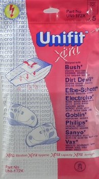 UNIFIT XTRA VACUUM BAGS FOR BUSH, DIRT DEVIL, EFBE-SCHOTT,ELECTROLUX, GOBLIN,PHILLIPS,SANYO & VAX UNI-172