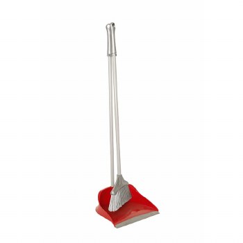 VARIAN LONG HANDLE RED DUSTPAN SET