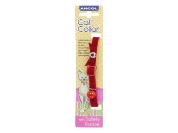 ANCOL VELVET HEART SAFETY CAT  COLLAR - RED