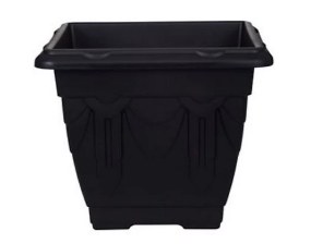 VENETIAN 22CM SQUARE FLOWER POT - BLACK