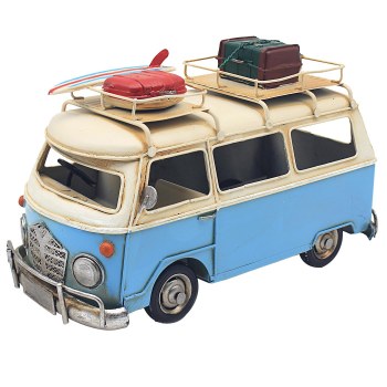 VINTAGE CAMPER VAN ORNAMENT BLUE