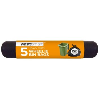 WASTESMART 5 HEAVY DUTY EX-STRONG WHEELIE BIN BAGS - 270 LITRES