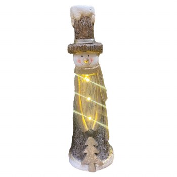BATTERY OPERATED LED RESIN WOODLAND SNOWMAN